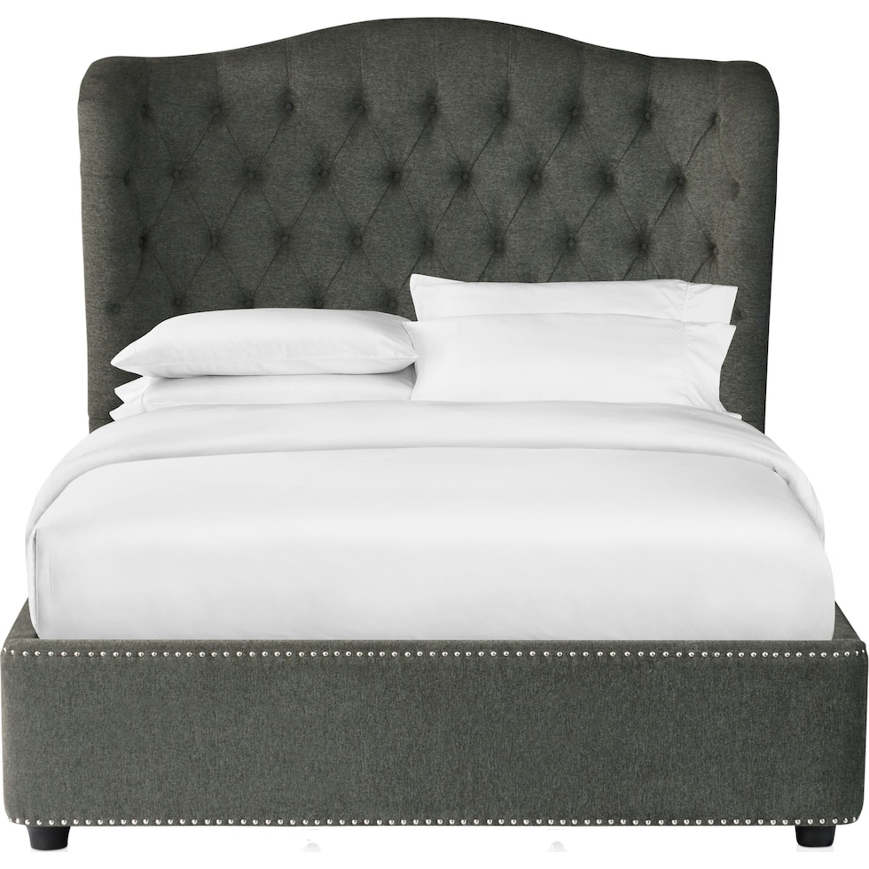 lafayette gray queen upholstered bed   