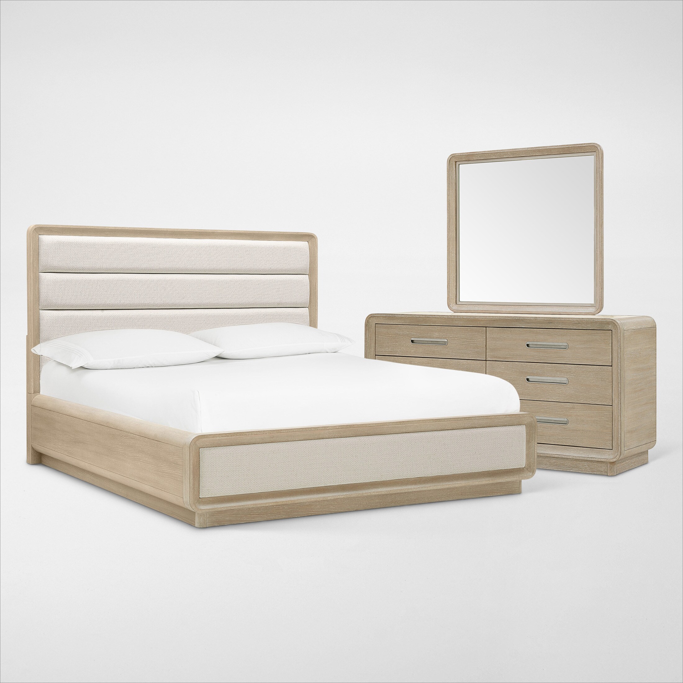 Laguna 5Piece Upholstered Bedroom Set with Dresser and Mirror American Signature Furniture