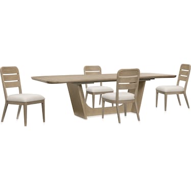 Laguna Extendable Dining Table with 4 Wood-Back Dining Side Chairs