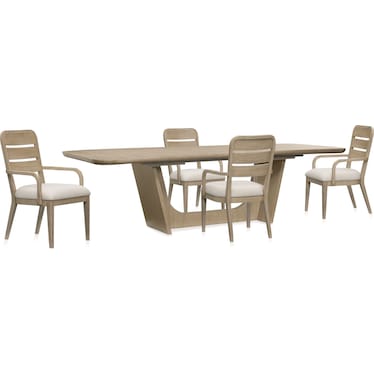 Laguna Extendable Dining Table with 4 Wood-Back Dining Armchairs