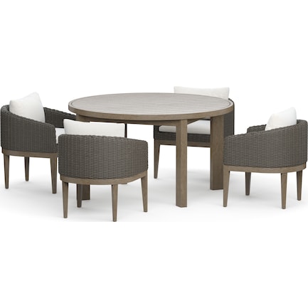 Laguna 5-Piece Outdoor Round Dining Table and 4 Wicker Armchairs