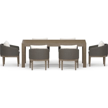 Laguna 7-Piece Outdoor Rectangle Dining Table and 6 Wicker Armchairs