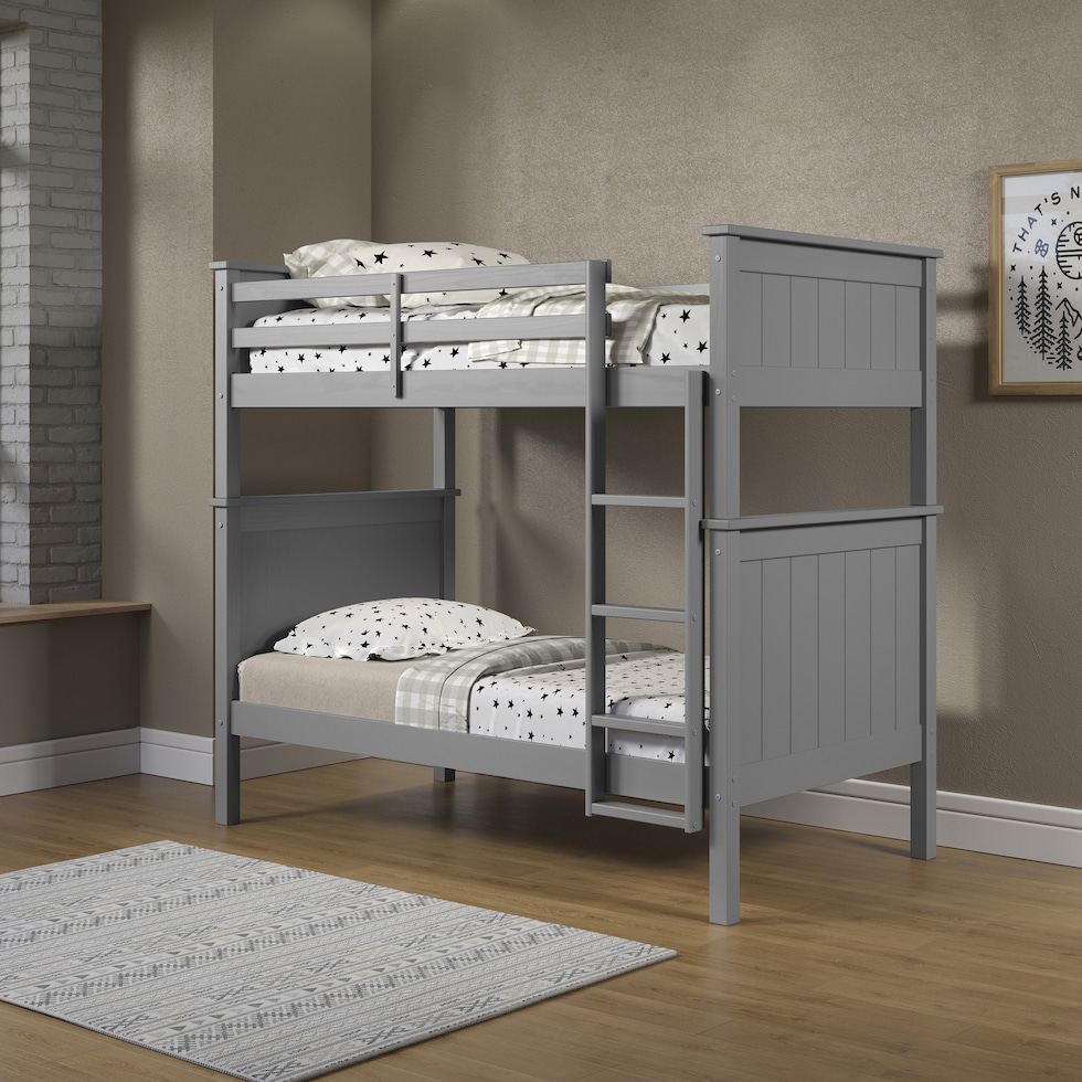 lakelyn gray twin over twin bunk bed   