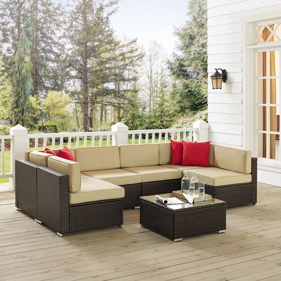 lakeside brown sand outdoor sectional set   