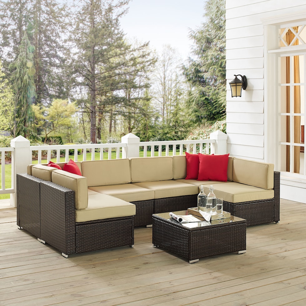 lakeside brown sand outdoor sectional set   