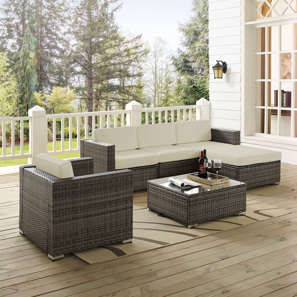 lakeside gray cream outdoor loveseat set   