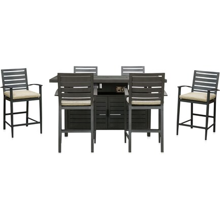 Lakeway Fire Table and 6 Counter-Height Stools