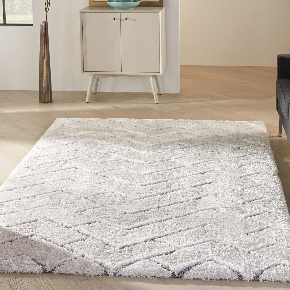 lana shag chevron ivory gray area rug  x    