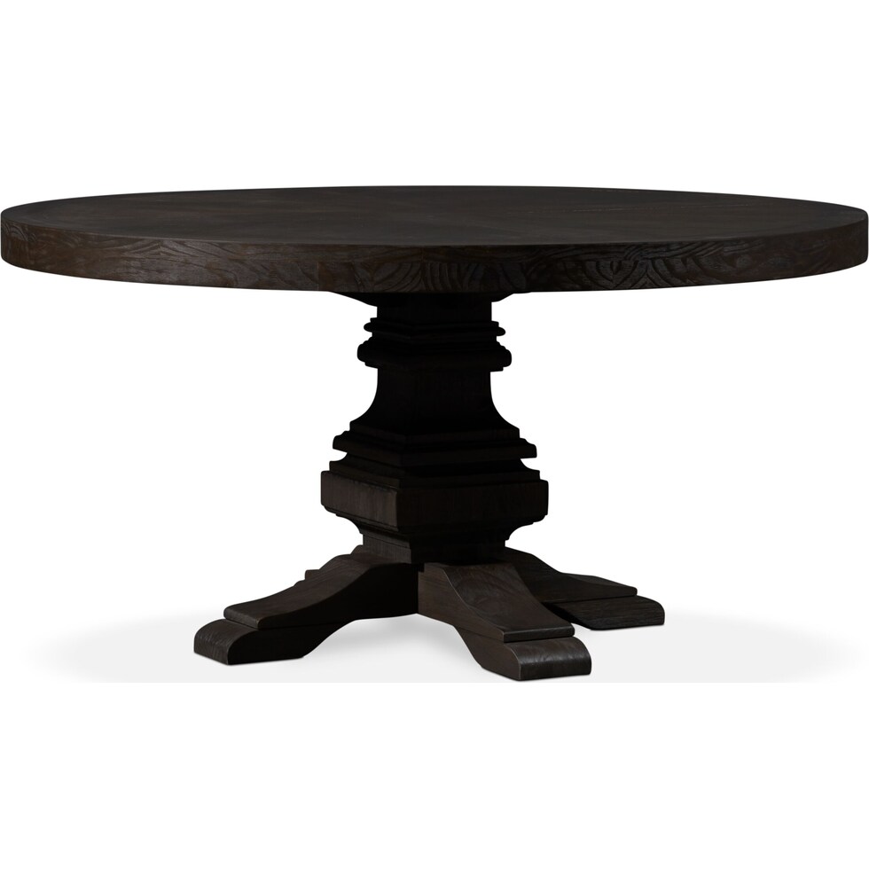 lancaster dark brown round dining table   