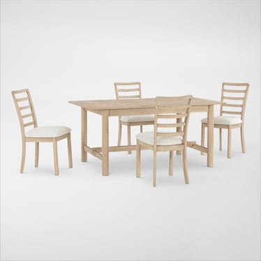Landon Rectangular Dining Table and 4 Ladder-Back Side Chairs