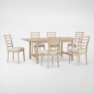 Landon Rectangular Dining Table and 6 Ladder-Back Side Chairs
