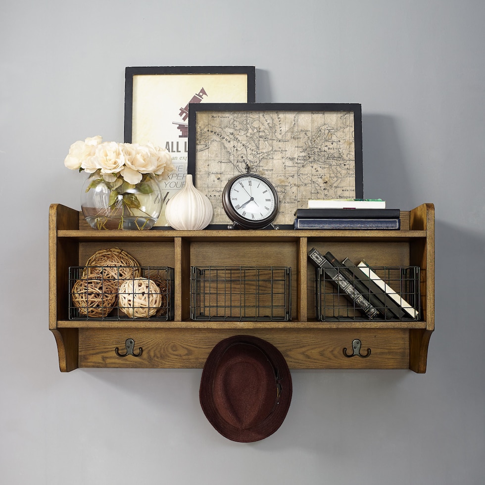 landon dark brown entryway storage shelf   