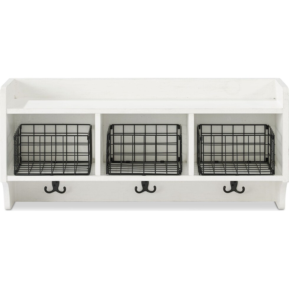 landon white entryway storage shelf   