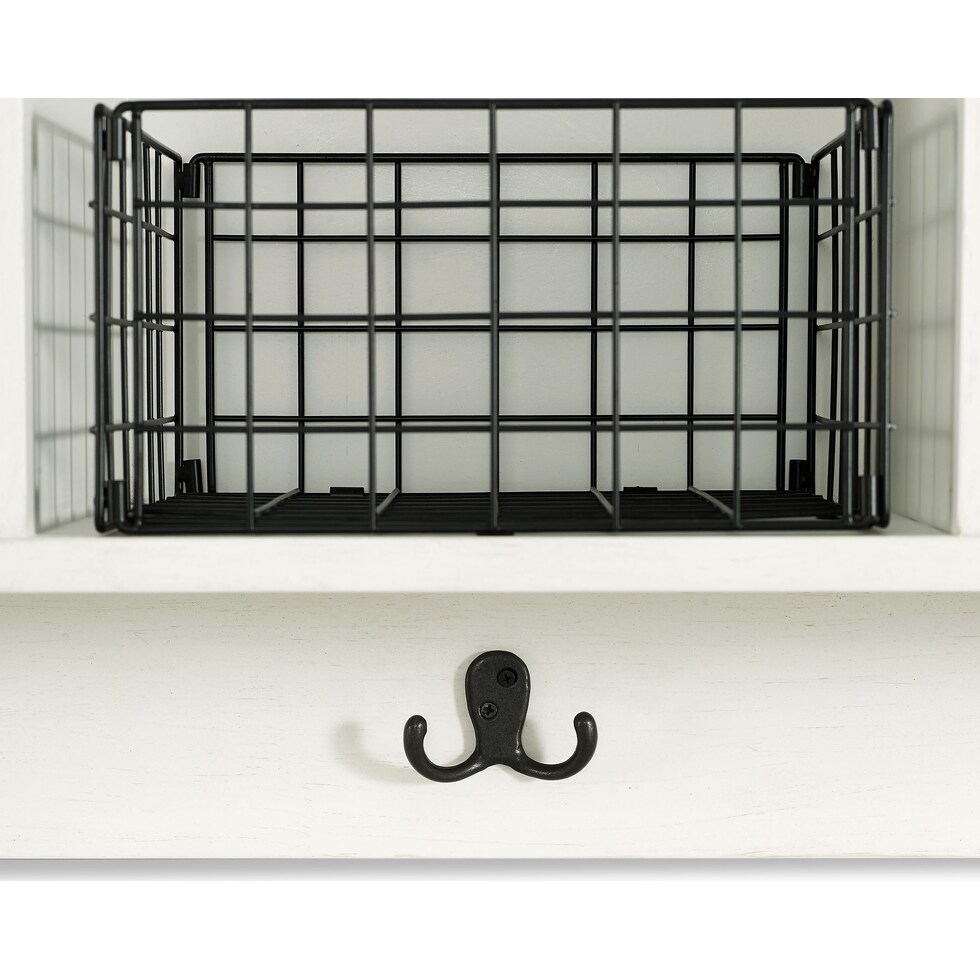 landon white entryway storage shelf   