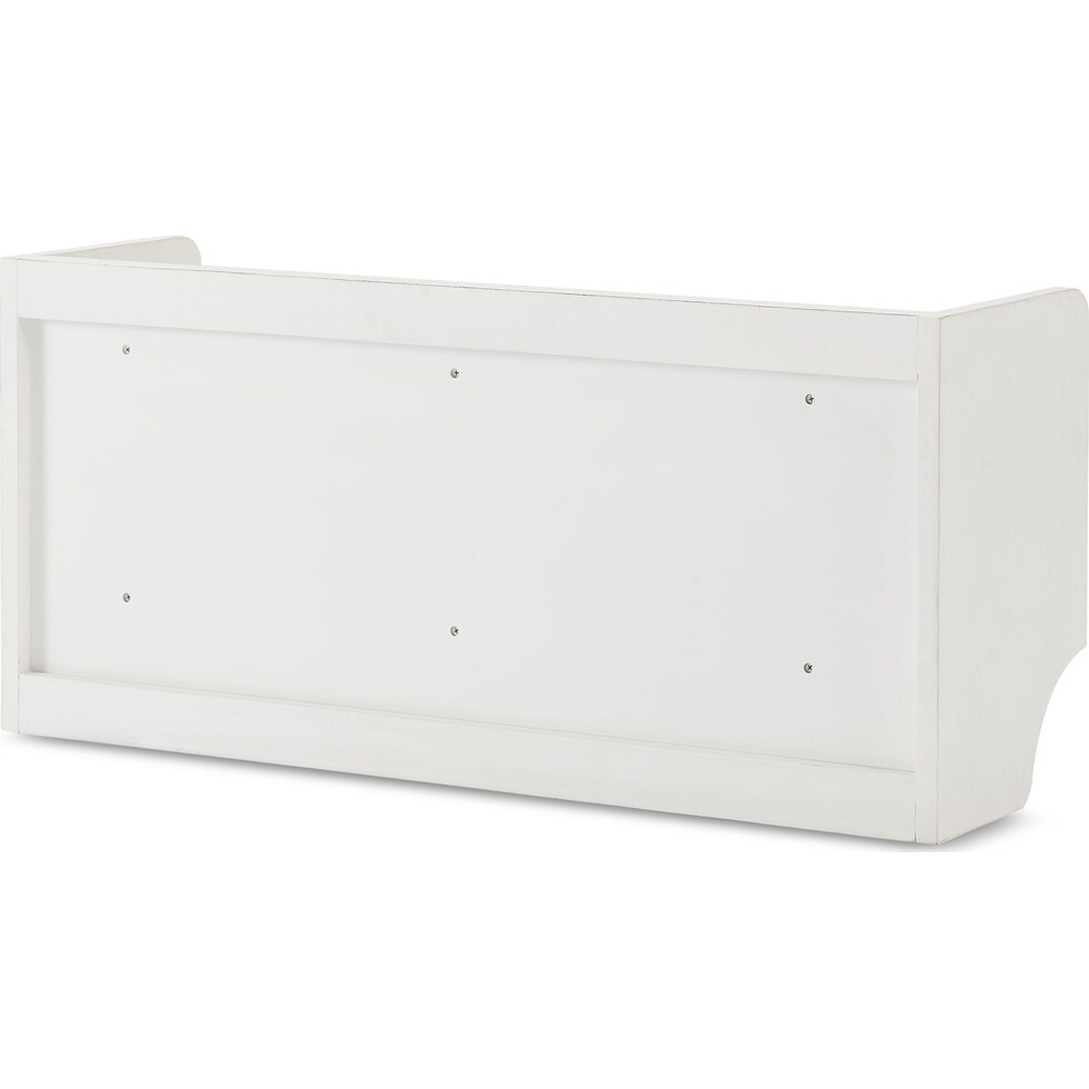 landon white entryway storage shelf   