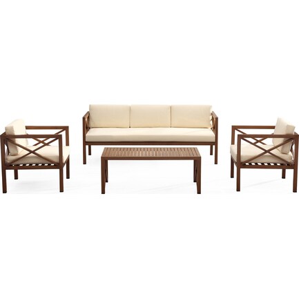Lanikai Outdoor Sofa, Set of 2 Chairs and Coffee Table