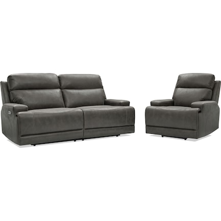 Laredo Dual-Power Reclining Sofa and Recliner Set - Gray