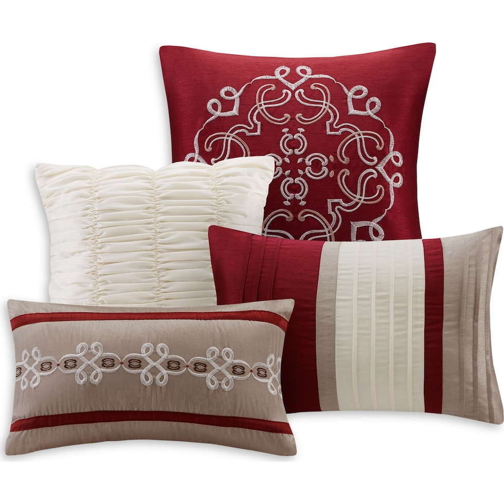 leanna red king bedding set   