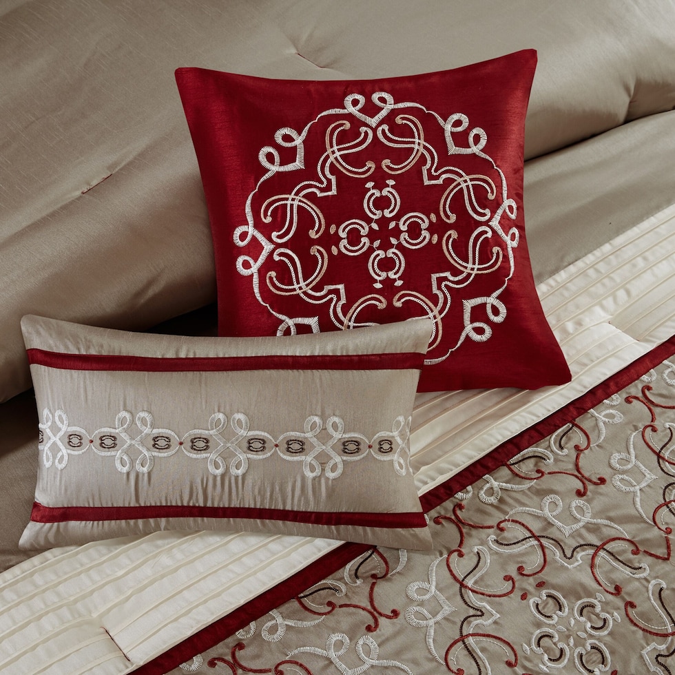 leanna red king bedding set   