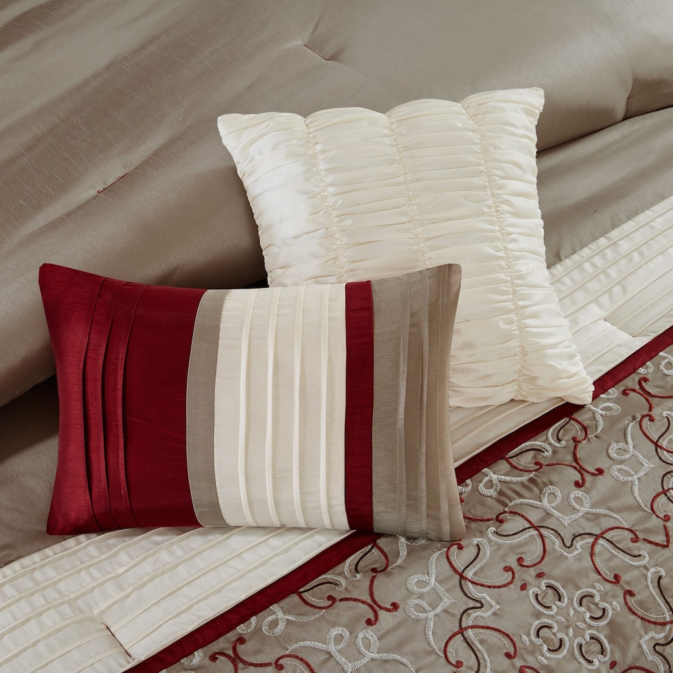 leanna red king bedding set   