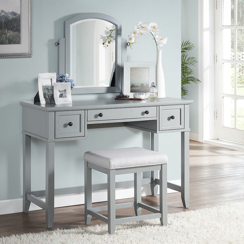 leia gray vanity stool   