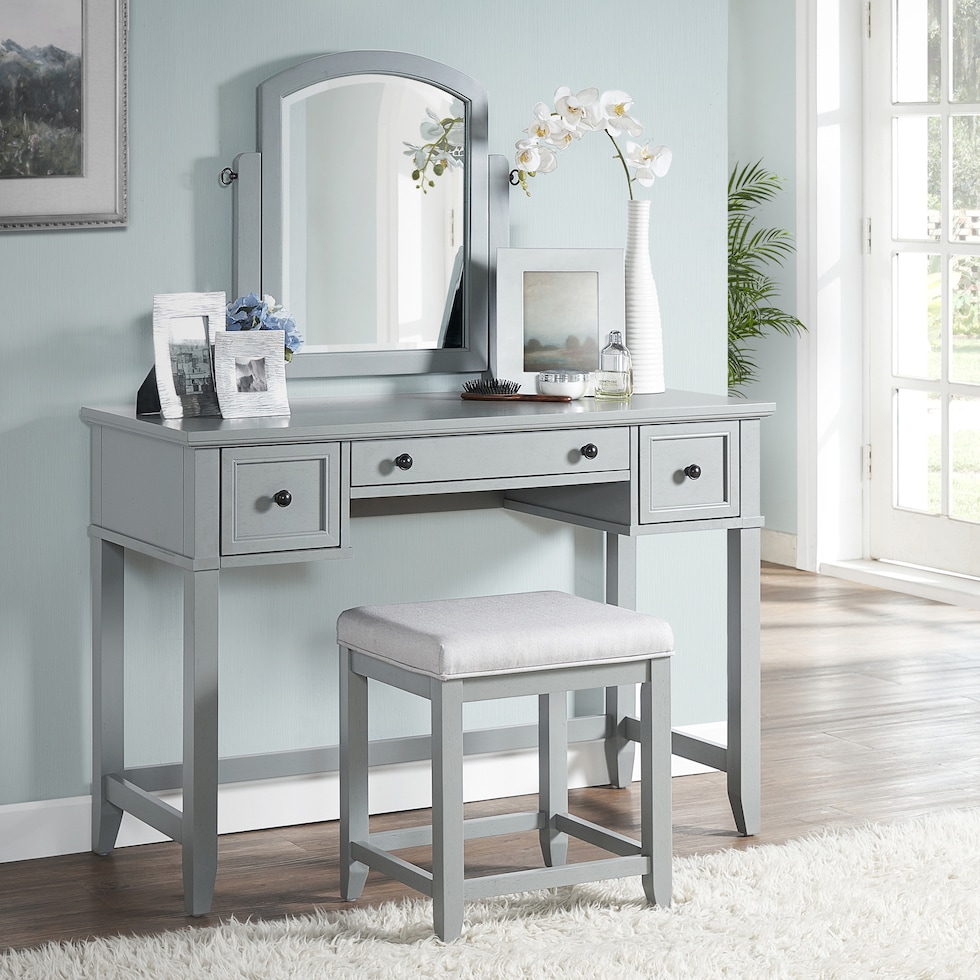 leia gray vanity stool   