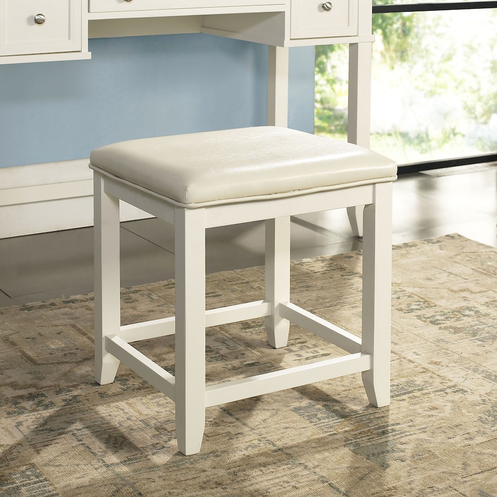 leia white vanity stool   