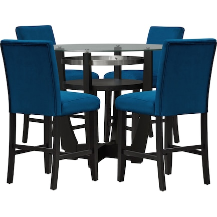 Lennox Counter-Height Dining Table and 4 Stools - Navy