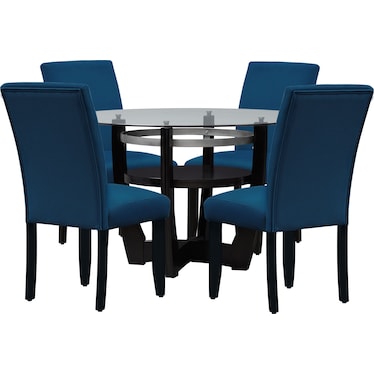 Lennox Dining Table and 4 Dining Chairs - Navy