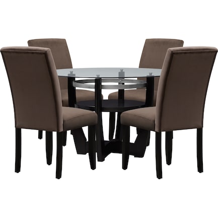 Lennox Dining Table and 4 Dining Chairs - Chocolate