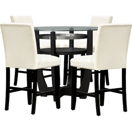 Lennox Counter-Height Dining Table and 4 Stools - White