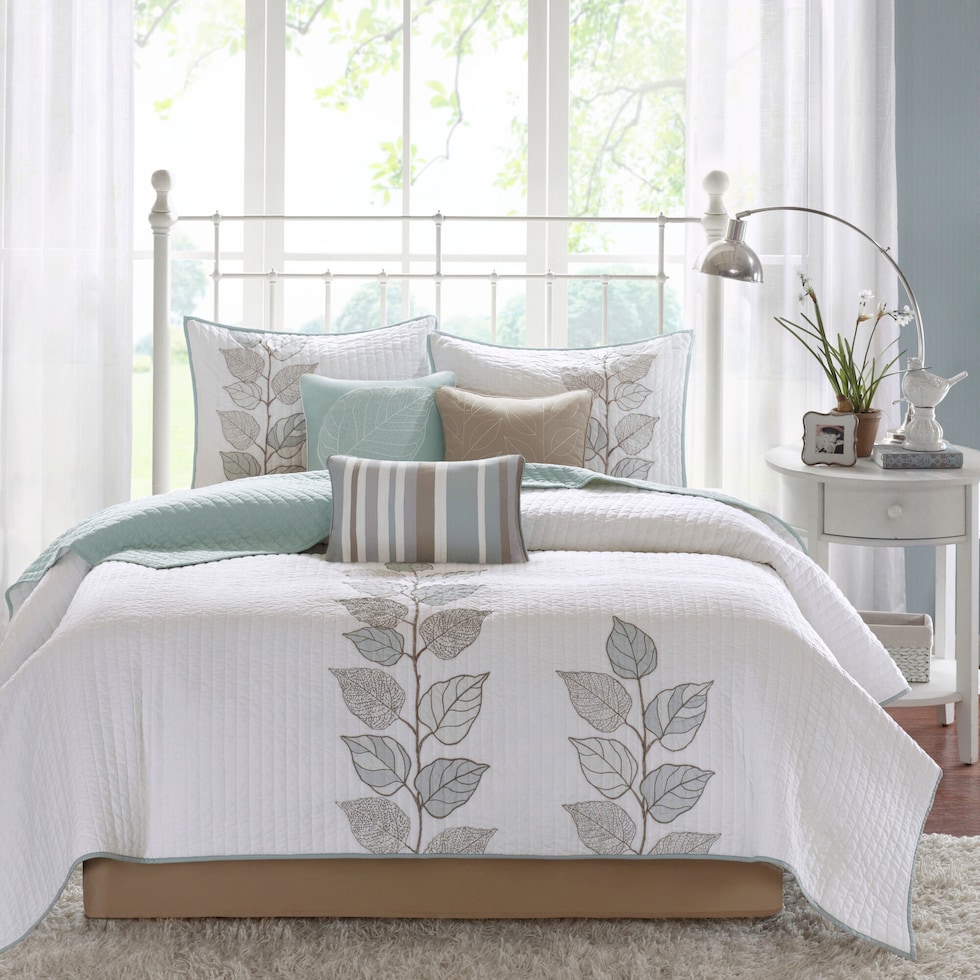 lenora blue king bedding set   