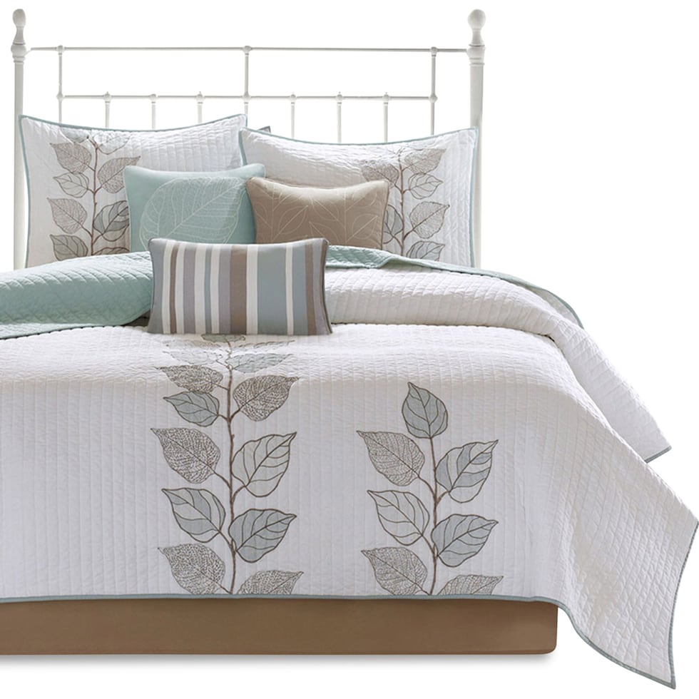 lenora blue king bedding set   