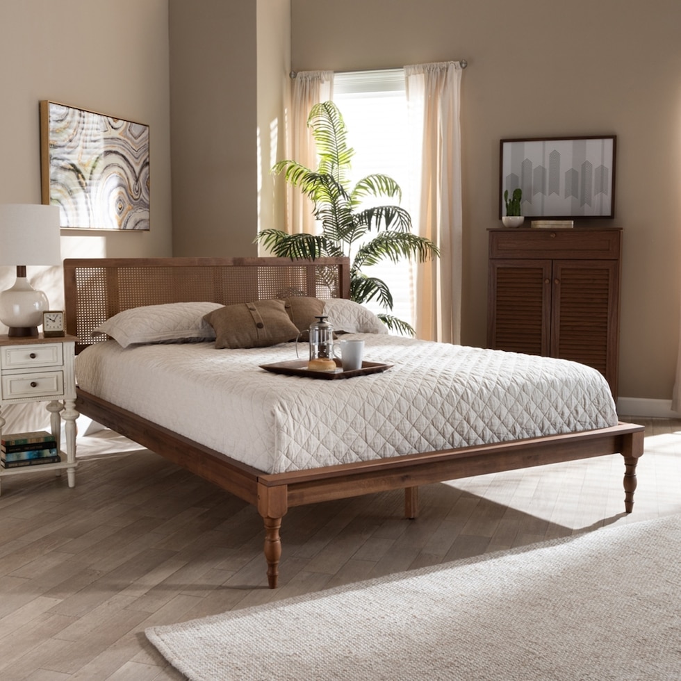 leonida dark brown queen bed   