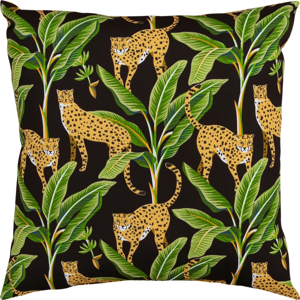 leopard black outdoor accent pillow   