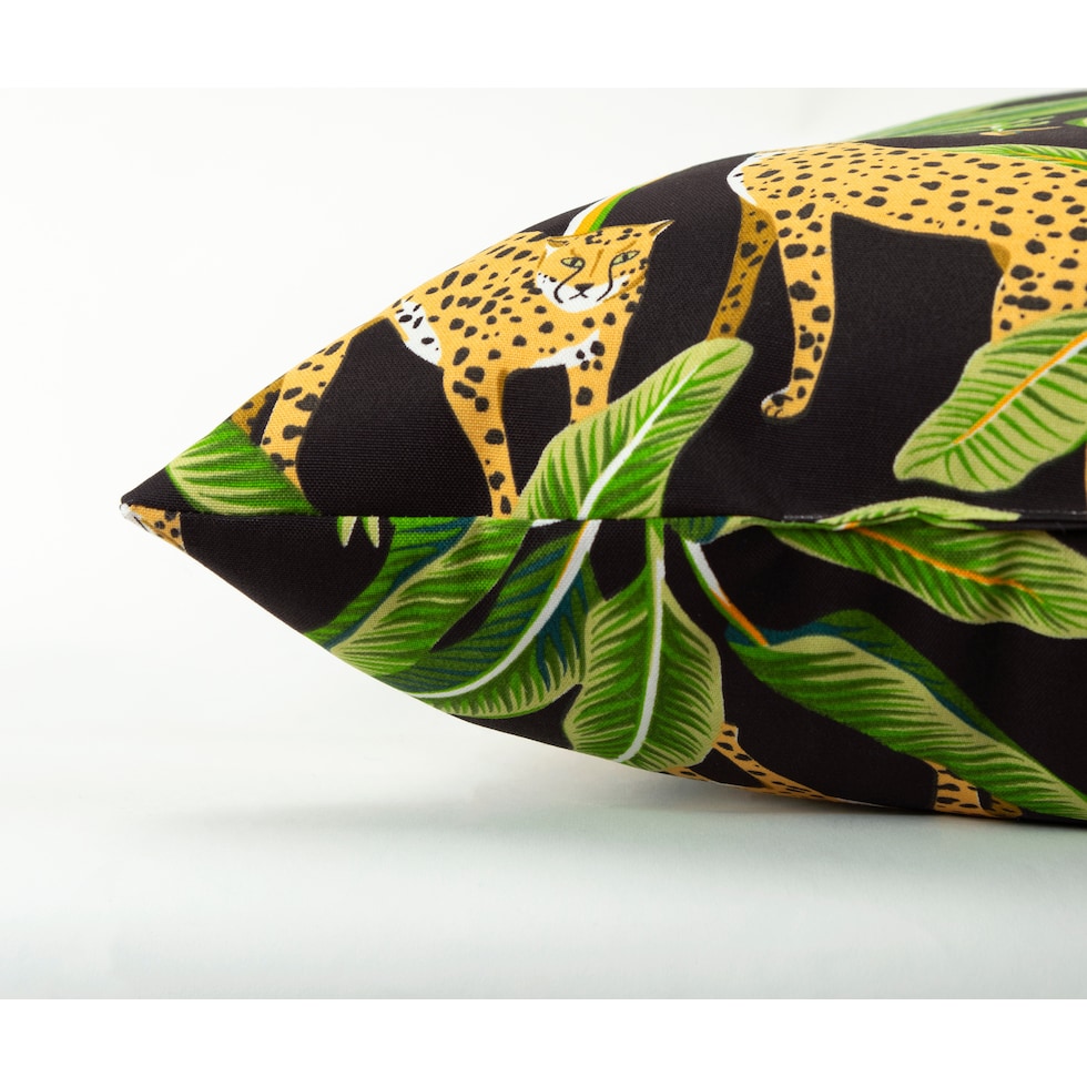 leopard black outdoor accent pillow   