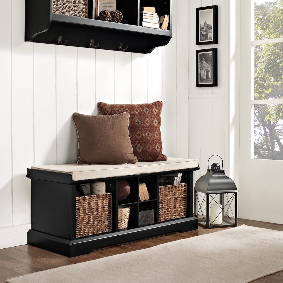 levi black entryway bench   