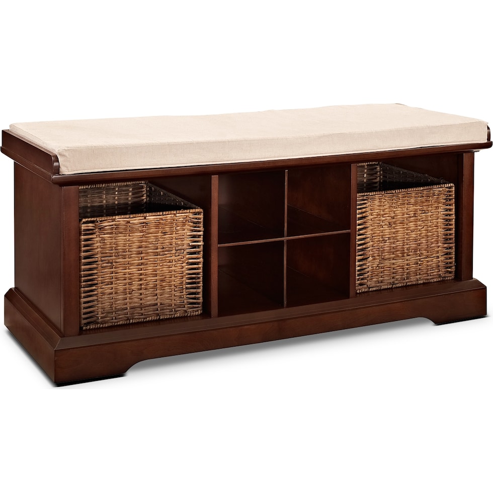 levi dark brown entryway storage bench   