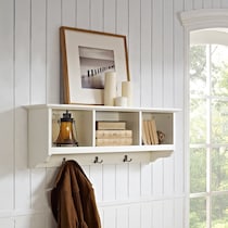 levi white entryway storage shelf   