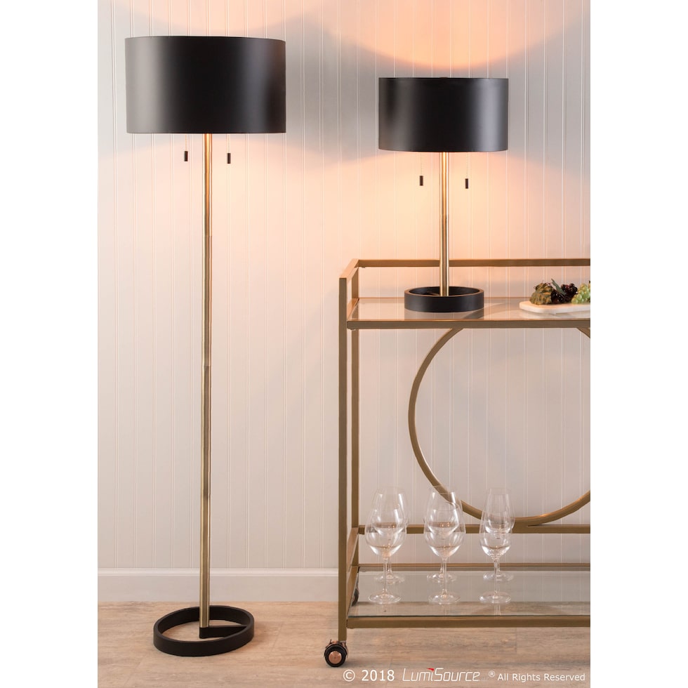 levia gold black floor lamp   