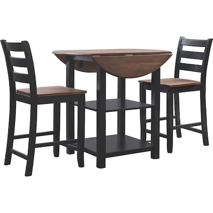 Levy 3-Piece Counter-Height Dining Set - Black