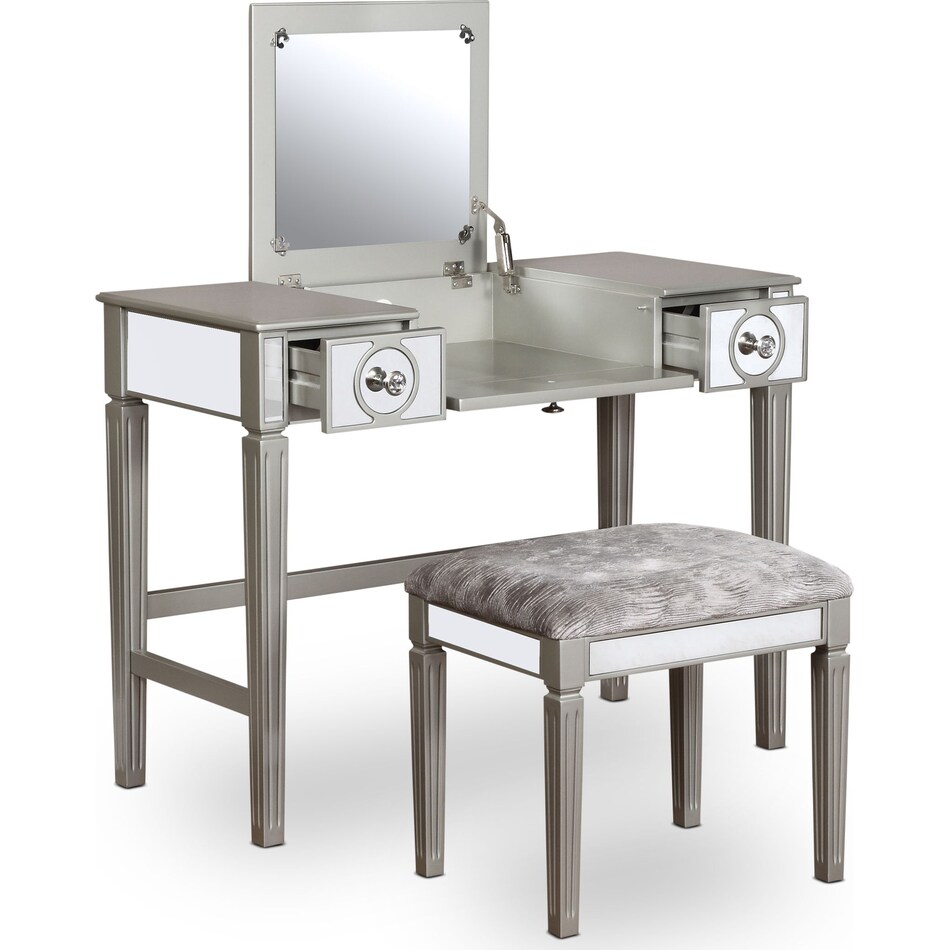 lexi silver vanity desk   