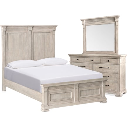 Lexington 5-Piece King Panel Bedroom Set with Dresser and Mirror - Sandstone
