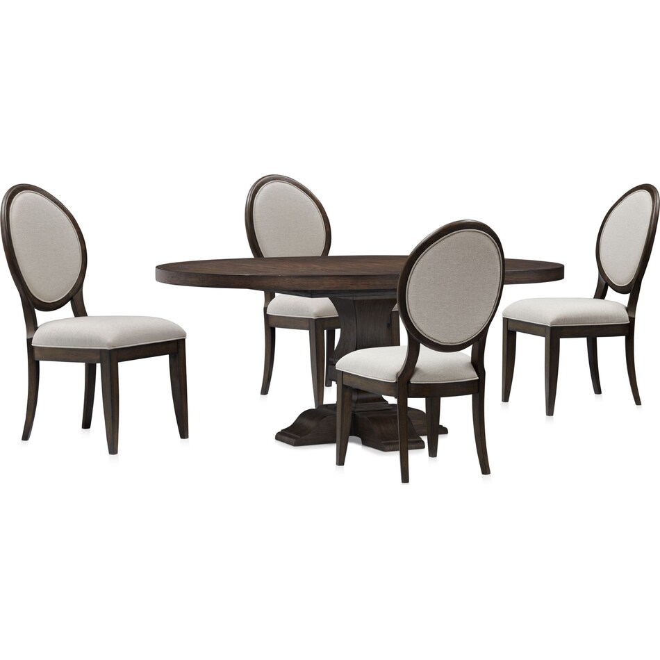 Lexington Round Dining Table with 6 OvalBack Side Chairs American