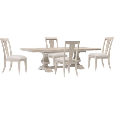 Lexington Rectangle Dining Table with 4 Splat-Back Side Chairs - Sandstone