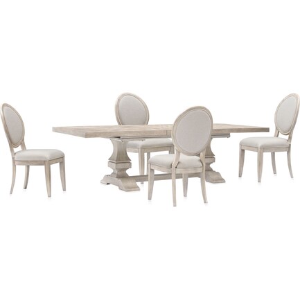 Lexington Rectangle Dining Table with 4 Oval-Back Side Chairs - Sandstone