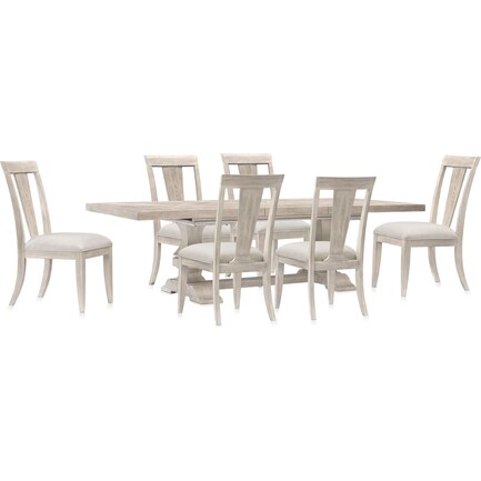 Lexington Rectangle Dining Table with 6 Splat-Back Side Chairs - Sandstone