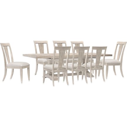 Lexington Rectangle Dining Table with 8 Splat-Back Side Chairs - Sandstone