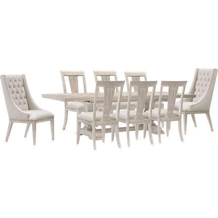 Lexington Rectangle Dining Table with 6 Splat-Back Side Chairs and 2 Host Chairs - Sandstone