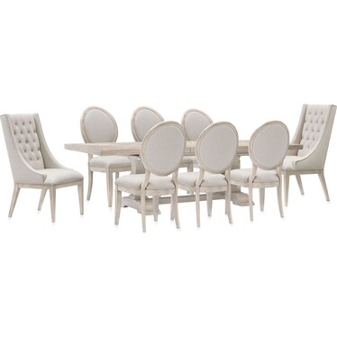 Lexington Rectangle Dining Table with 6 Oval-Back Side Chairs and 2 Host Chairs - Sandstone